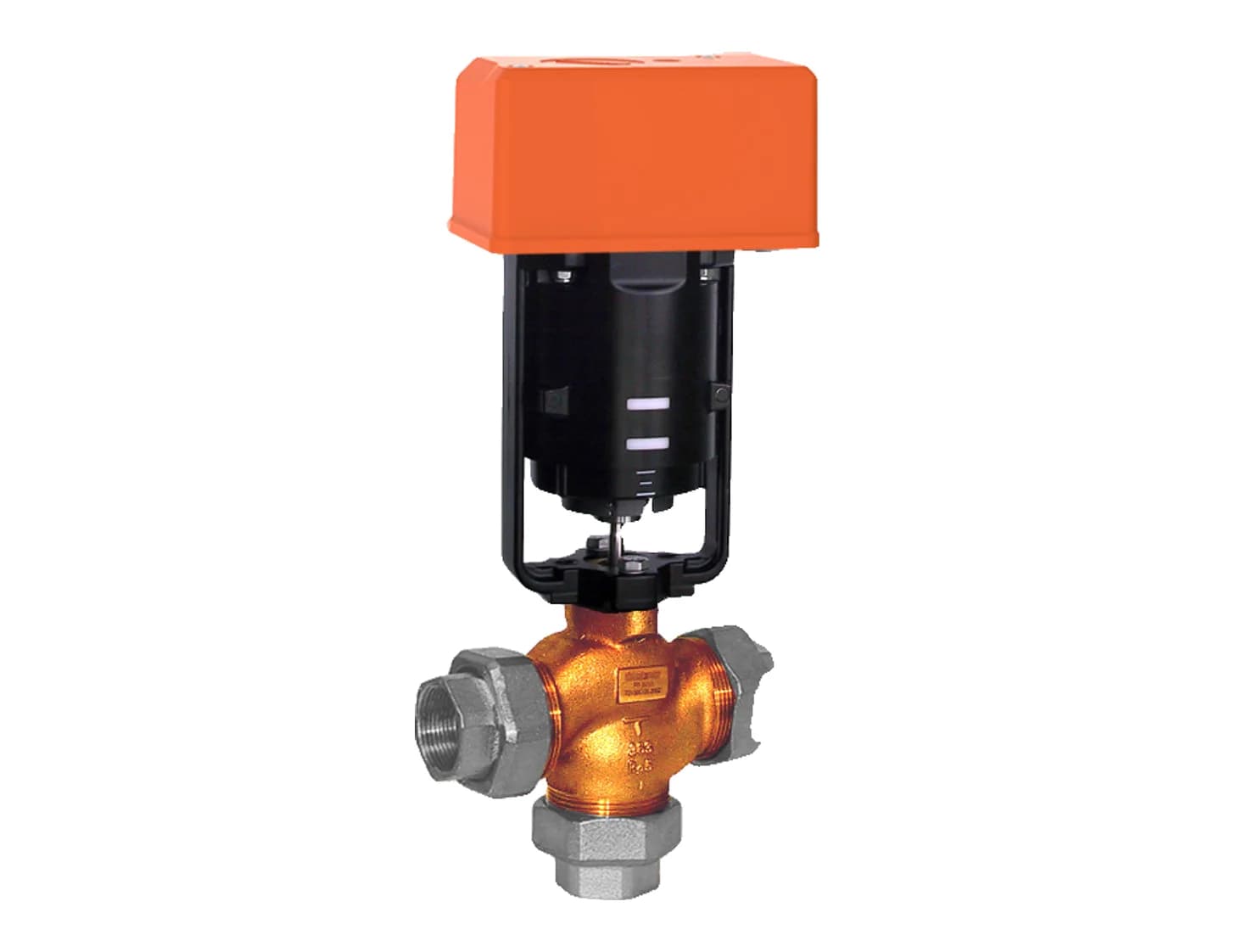 RB gunmetal three-way valve with actuator