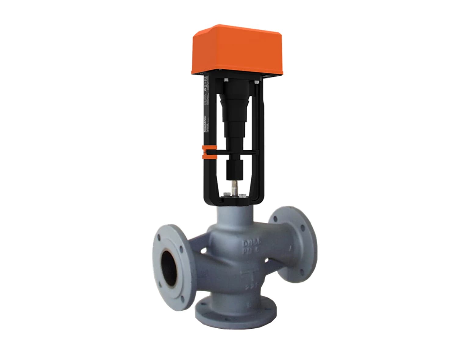 RF grey cast iron three-way flanged valve with actuator